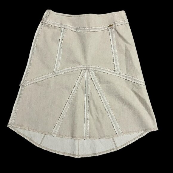 St. John Sport Beige A-Line Skirt Size 4 High Waist Raw Edge Stitch - Picture 1 of 7